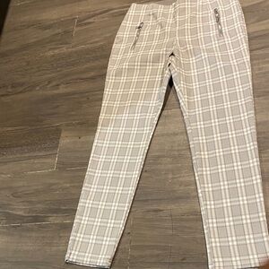 Calvin Klein Collection Men's Plaid Pants - Cream and Gray